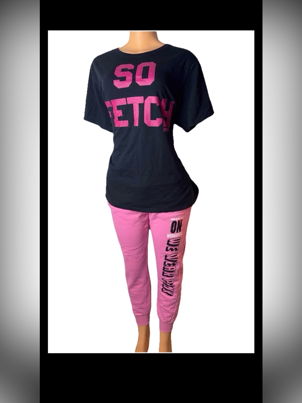 Mean girls So Fetch Black Tee with Pink Lounge Joggers - Picture 2 of 5